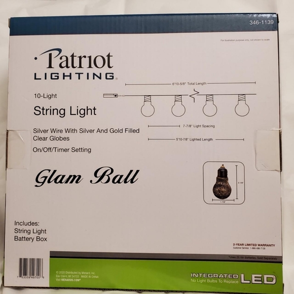 Silver wire with silver and gold confetti pattern filled clear globe stringlight - Picture 3 of 3